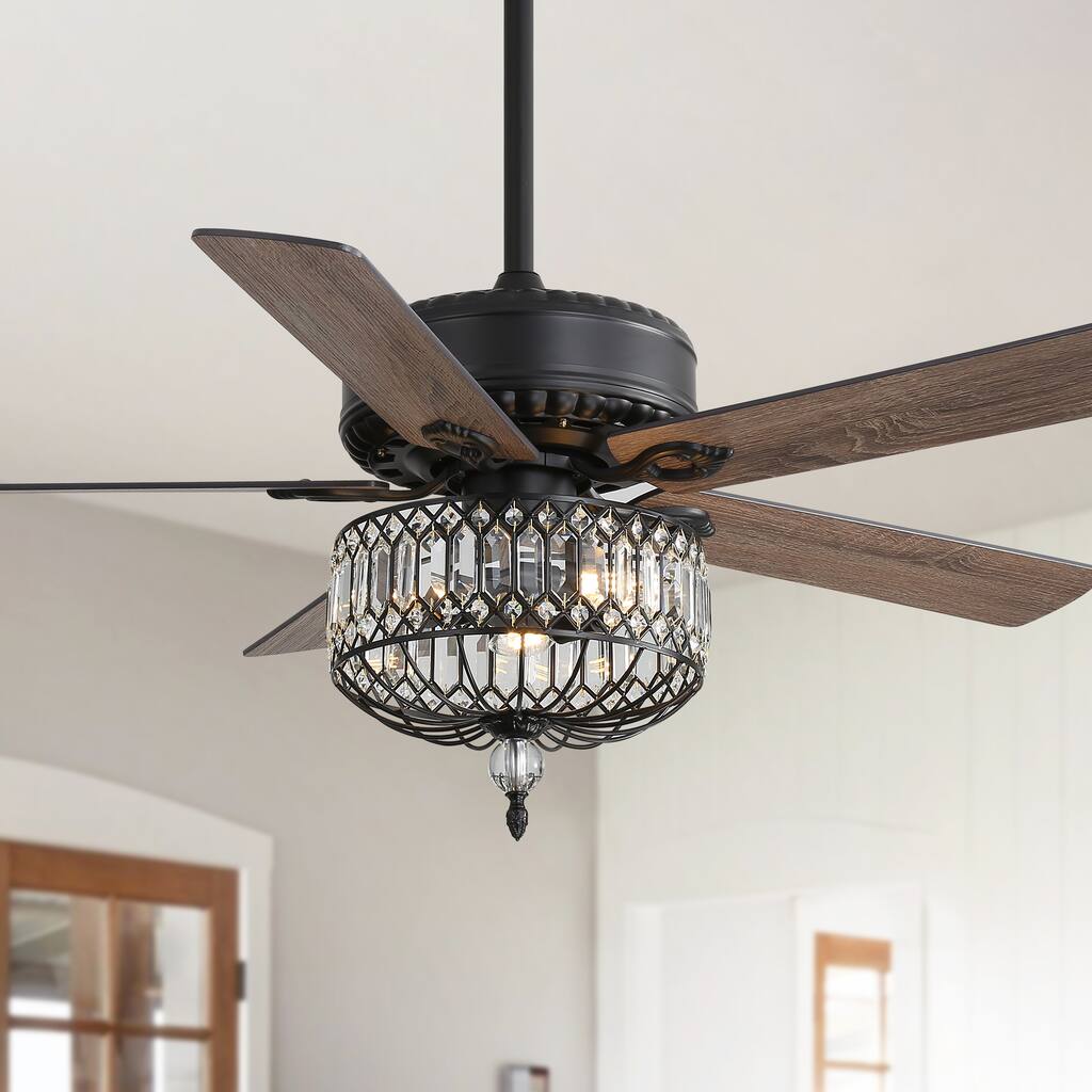 52-Inch Crystal Ceiling Fan with 5 Plywood Blades