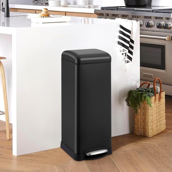 8-Gallon Stainless Steel Bathroom Step Trash Can,30-Liter