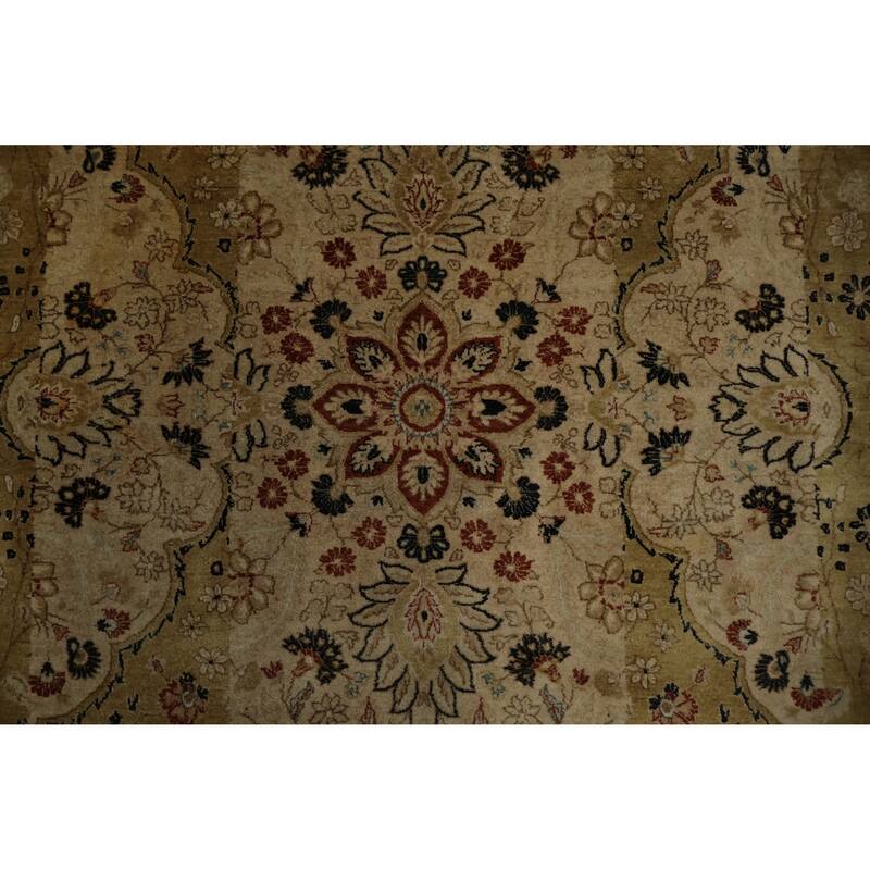 Hand Knotted Oriental 100% Wool Carpet Traditional Floral Yellow & Gold Ziegler Area Rug - 12' 4'' X 9' 0''