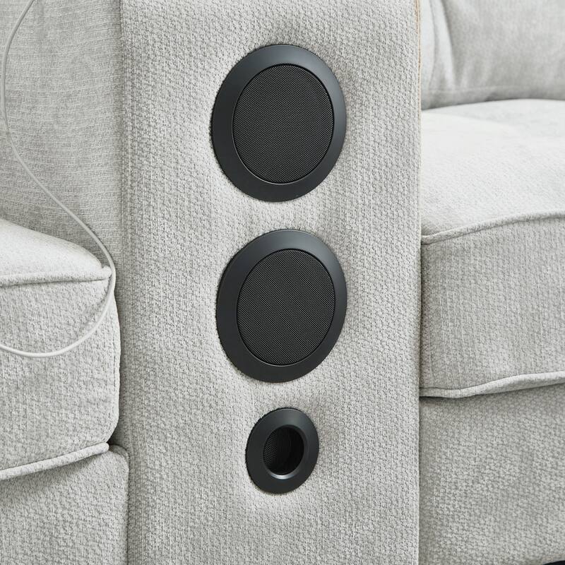 126" U-Shaped Sectional Sofa with Storage Ottomans & Bluetooth Speakers - Modular Couch with LED Lights, Console