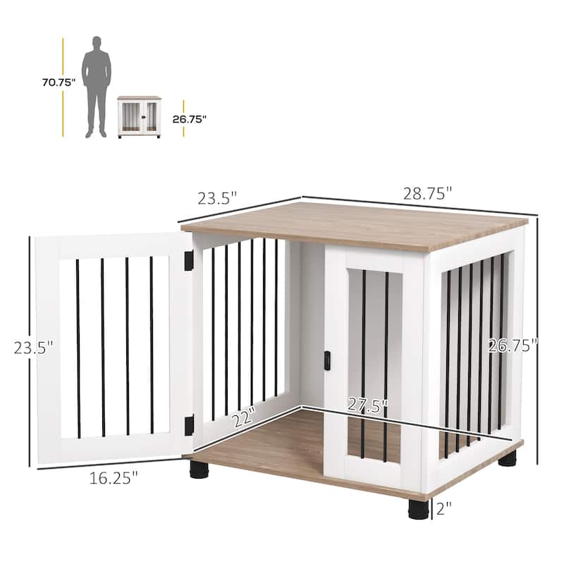 Dog Crate Side Table Indoor Dog Kennel End Table with Lockable Door Dog House for Small and Medium Dogs
