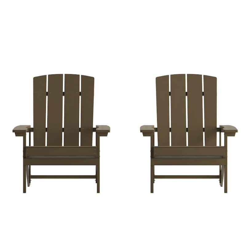 Outdoor All-Weather Poly Resin Wood Adirondack Chairs (Set of 2)