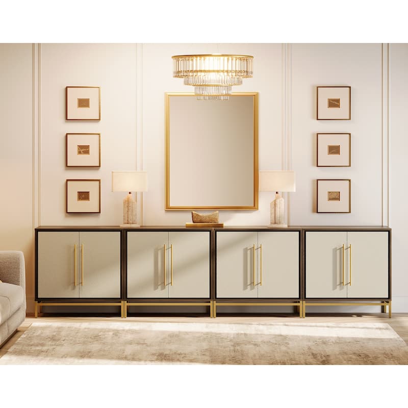 WAMPAT Modern Sideboard Buffet with Leather-Textured Doors