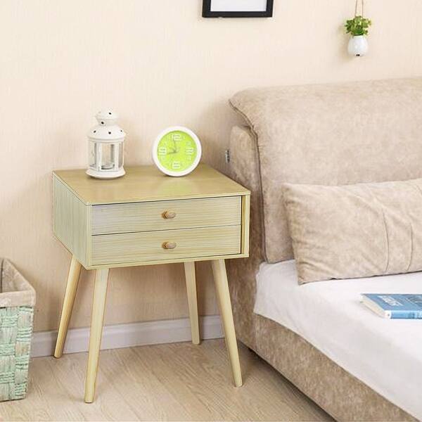 Shop Jerry Maggie Nightstand Modern 4 Thin Long Legs Space Station Cubic Night Stand Storage Bedside Table Paulownia Wood Overstock 27795235