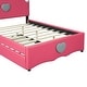 preview thumbnail 17 of 15, Full Size Upholstered Platform Bed with Trundle and Heart Shaped Decoration in Dark Pink