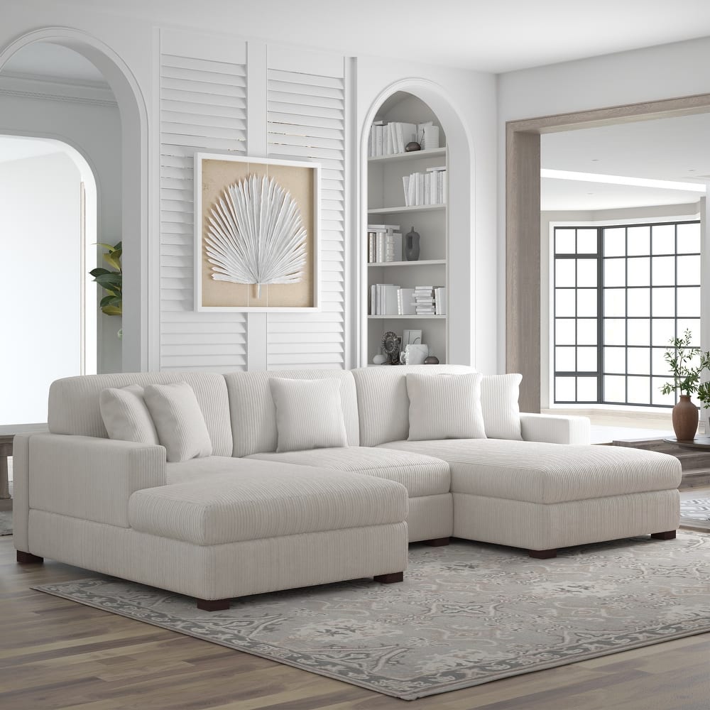 Corduroy Modular Couch Sectional Chaise Lounge Sofa