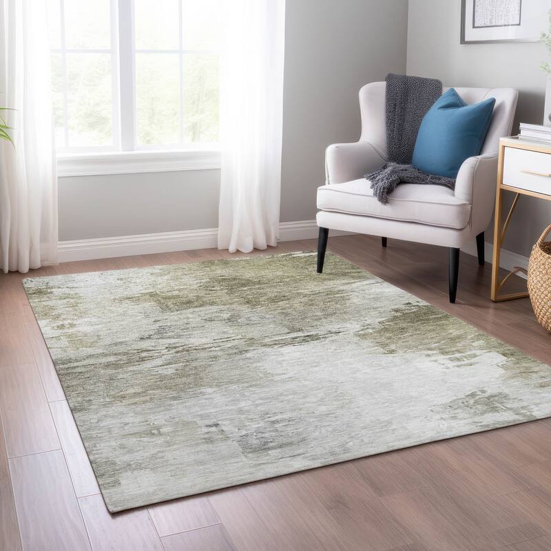 Machine Washable Indoor/ Outdoor Chantille Abstract Ombre Rug - Taupe - 10' x 14'