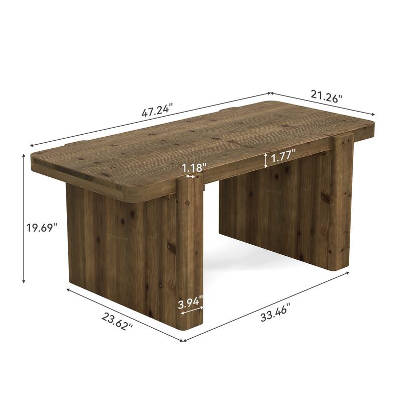 Farmhouse Coffee Table, 47-Inch Solid Wood Center Table