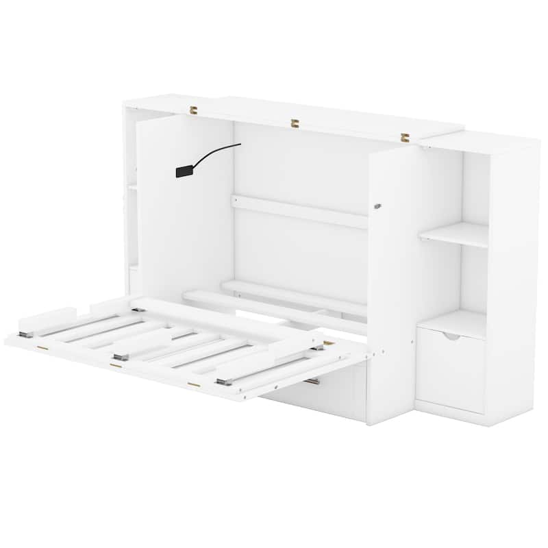 Murphy Bed with Shelves, Drawers and USB Ports
