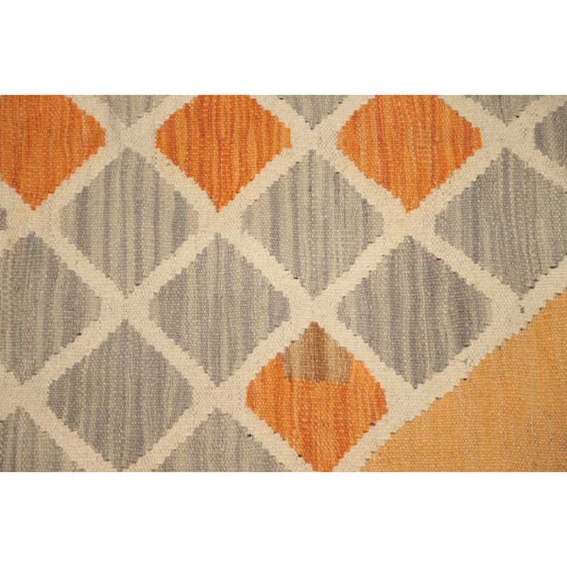 Hand Woven Oriental 100% Wool Carpet Southwestern Tribal Greys & Charcoal Kilim Area Rug - 4' 10'' X 3' 3''