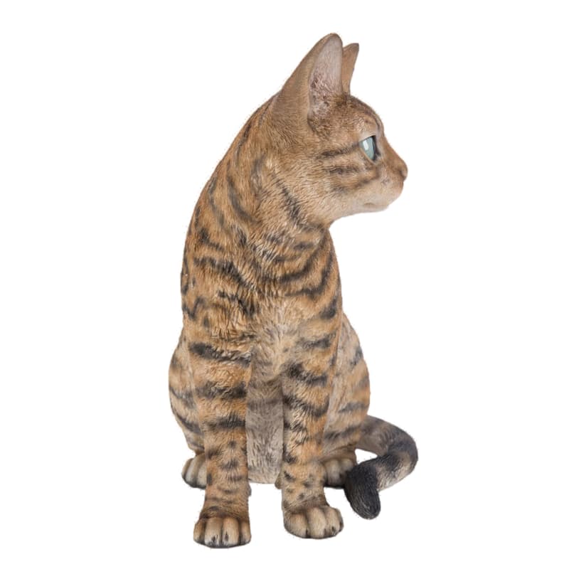 13.5" Sitting Bengal Cat Outdoor Garden Statue