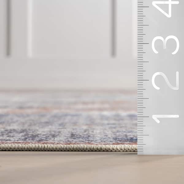 dimension image slide 0 of 3, Nuloom Iana Medallion SplashGuard Machine Washable Area Rug