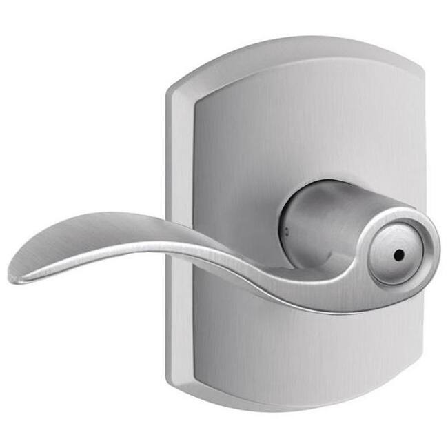 Schlage Accent Privacy Door Lever Set with Decorative Greenwich Trim - Satin Chrome