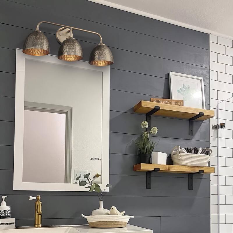 Golden Lighting Shepard 3-light Vanity in Modern Brass and Modern Brass shade - Gold