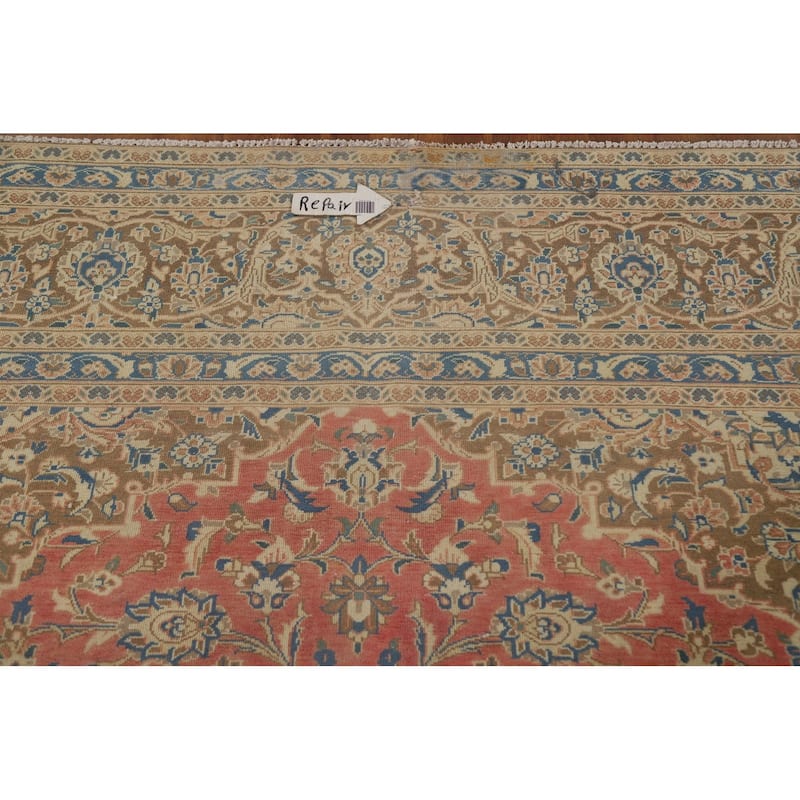 Traditional Kashan Persian Antique Area Rug Hand-knotted Wool Carpet - 9'9" x 13'1"