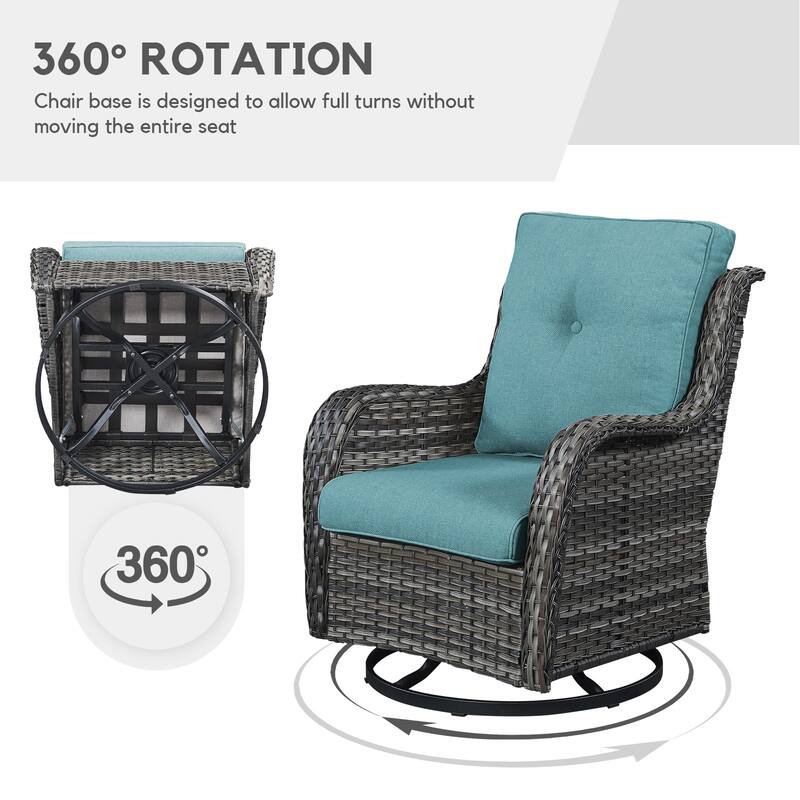 Gymojoy Patio Swivel Rocking Chair Coffee Table Set