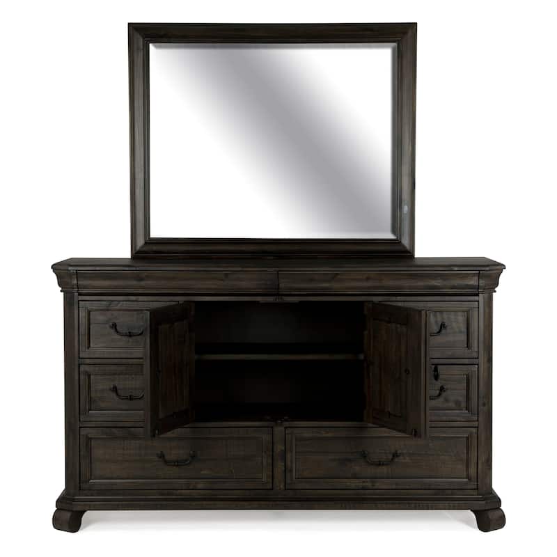 Magnussen Home Bellamy Peppercorn Drawer Dresser With Landscape Mirror