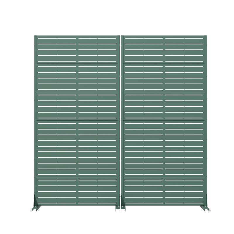 Outdoor Privacy Screen with Stand for Patio Garden Metal Fence Set of 2
