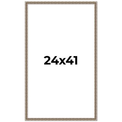 24x41 Frame Silver Versailles Ornate Solid Wood Picture Frame | 1 Inch