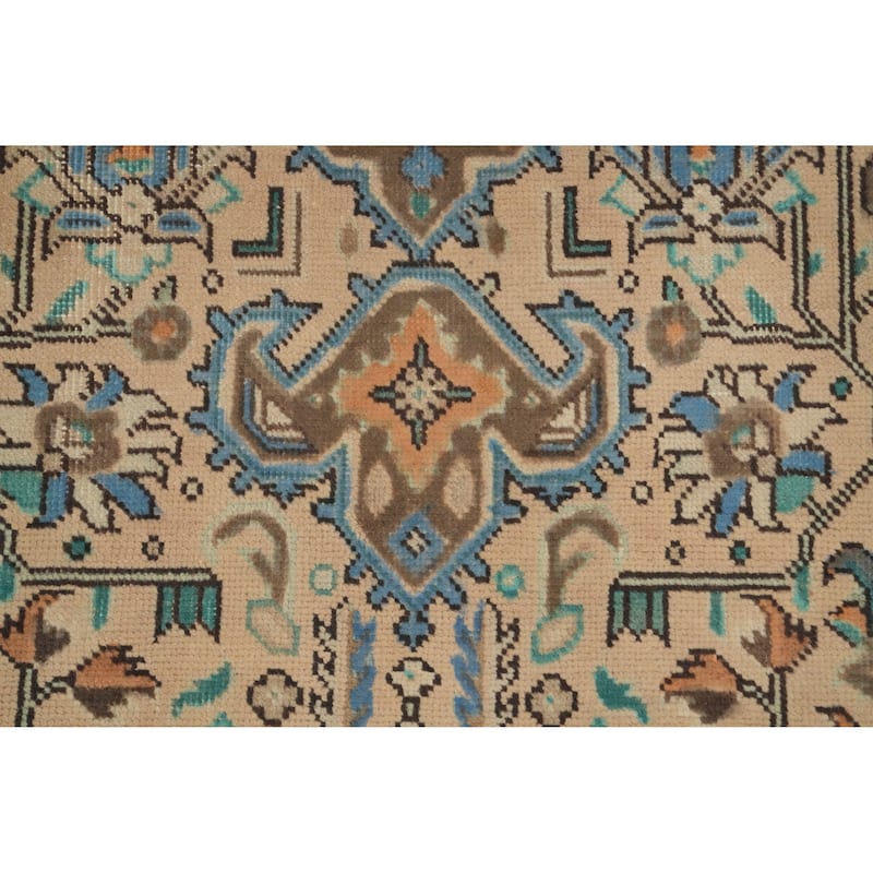 Hand Knotted Oriental 100% Wool Carpet Traditional Floral Peach Tabriz Area Rug - 9' 2'' X 6' 3''