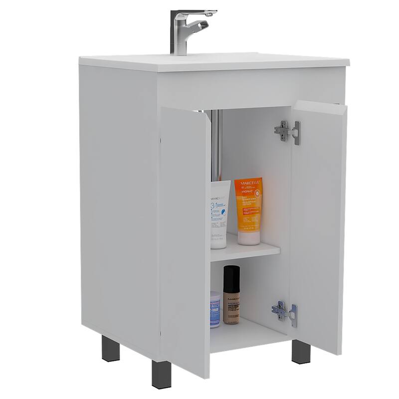 Compact 24-Inch Bathroom Vanity with Drop-In Sink, Open Display Space, and Quality Construction - 17.9in L