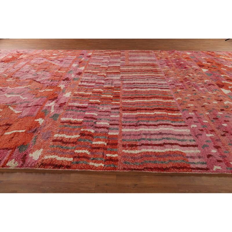 Orange & Pink Moroccan Large Area Rug Hand-Knotted Wool Carpet - 12'0" x 18'5"
