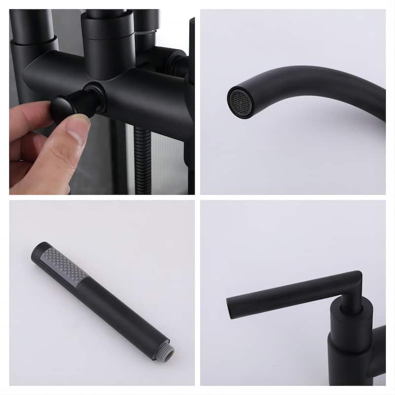 Floor-mounted 46''H Bathtub Faucet Freestanding Tub Filler With Handheld Shower in Black/Gold
