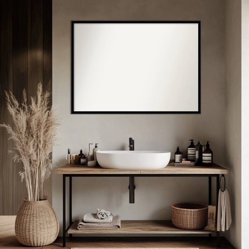 Incline Non-Beveled Wood Framed Bathroom Vanity Wall Mirror