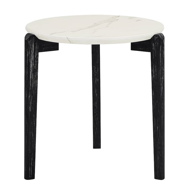 Living Room Coffee Table: Modern and stylish 24 inch round small coffee table, imitation marble tabletop