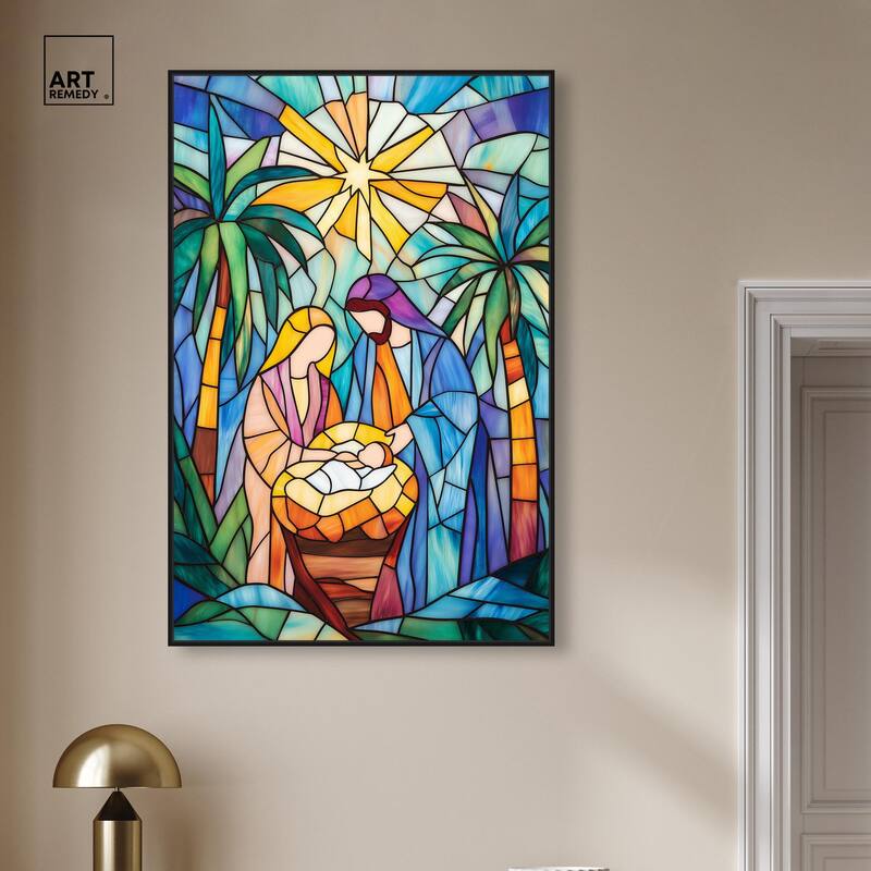 Holy Family Framed in Glass Canvas by Art Remedy