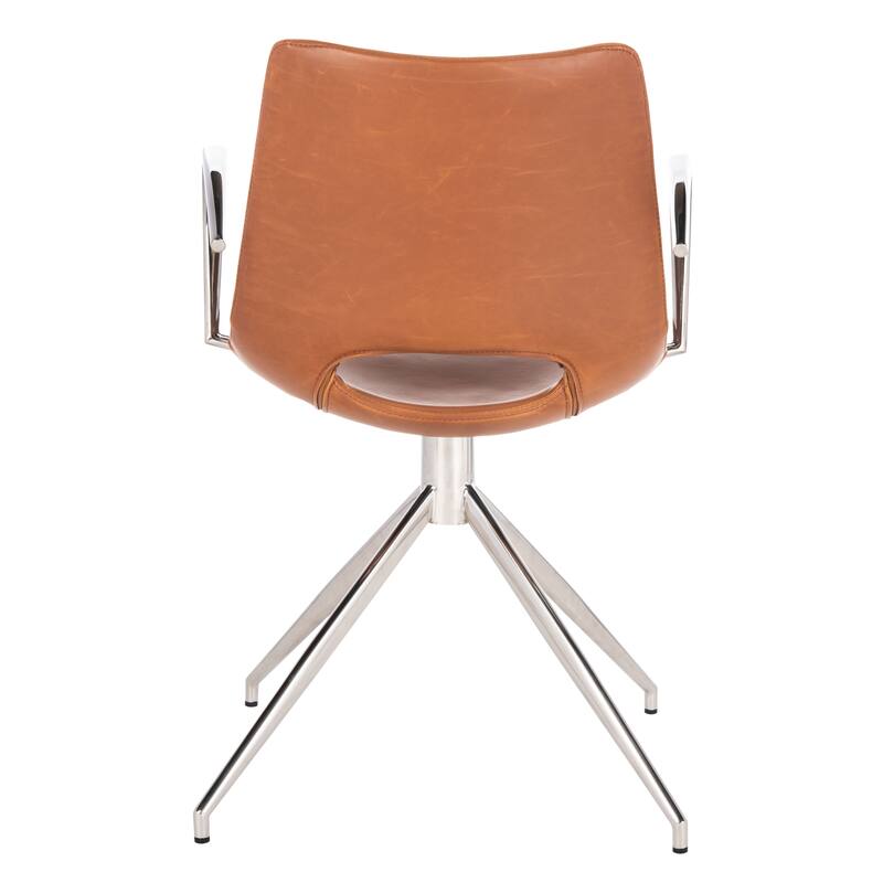 SAFAVIEH Bernadette Mid-Century Modern Leather Swivel Office Arm Chair - 22" x 22" x 31.9" - 22Wx22Dx32H