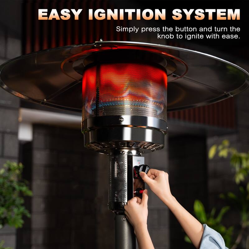 Powder-Coated Propane Gas Outdoor Heater with Wheels, ETL Certified