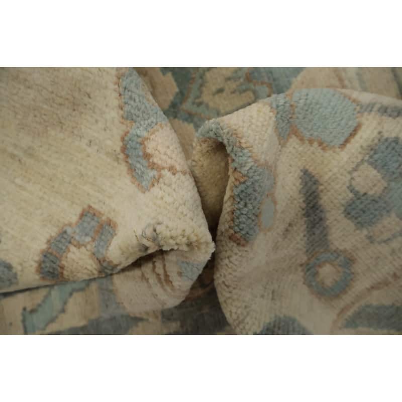 Hand Knotted Oriental 100% Wool Carpet Transitional All-Over Greys & Charcoal Oushak Area Rug - 9' 11'' X 7' 10''