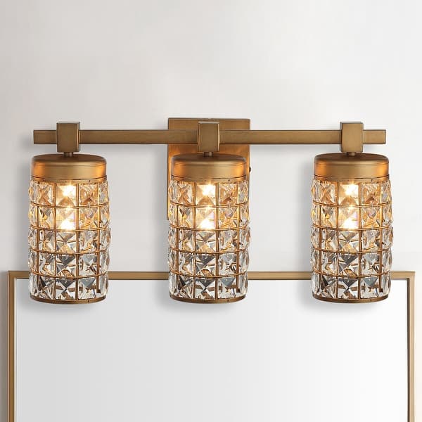 slide 2 of 11, 20" Aged Brass Crystal Bathroom Vanity Lights Wall Sconce