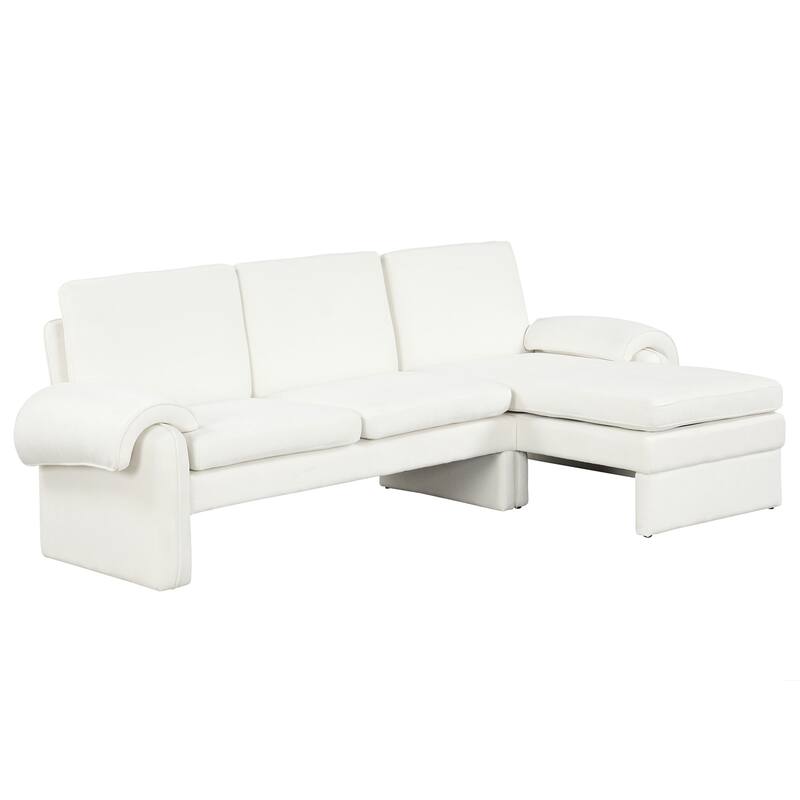 Convertible Futon Sofa Bed with Reversible Chaise Lounge, 2 Removable Armrest Pillows and Folding Backrest for Living Room