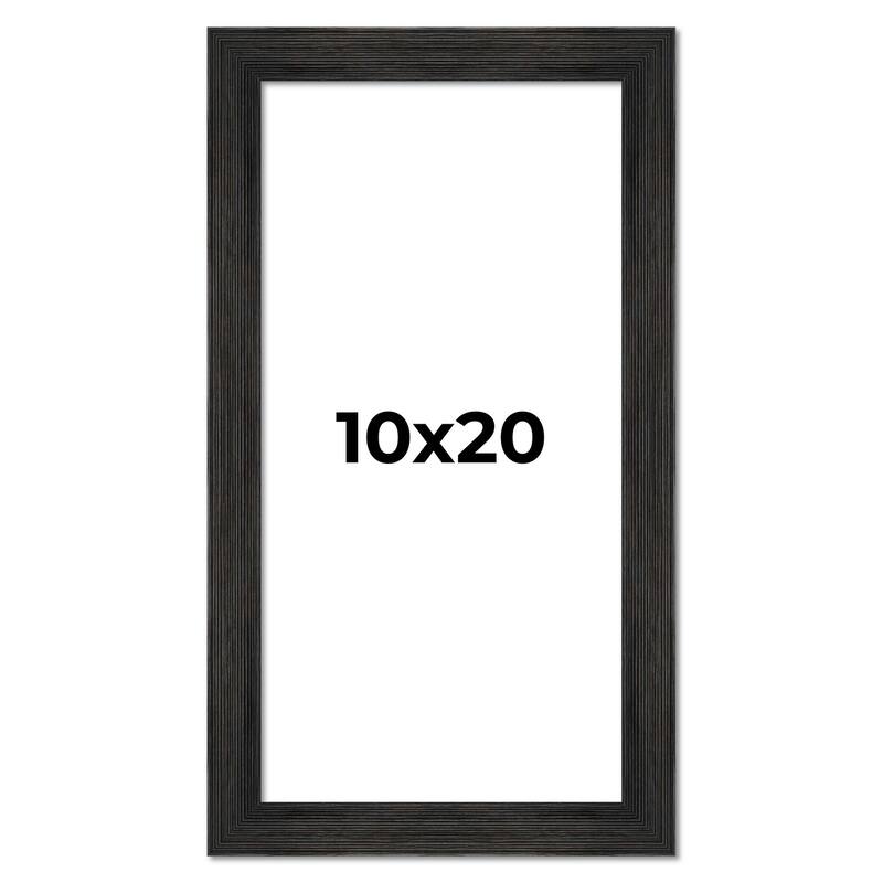 10x20 Black Rustic Wide Barnwood Picture Frame - UV Acrylic, Foam Board Backing, Hanging Hardware - Holds 10x20 Photo