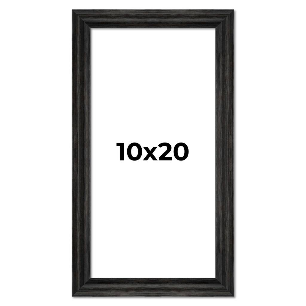 10x20 Black Rustic Wide Barnwood Picture Frame - UV Acrylic, Foam Board Backing, Hanging Hardware