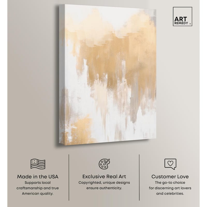 Soft Grey Glam Gold Canvas by Art Remedy, Gallery Wrapped