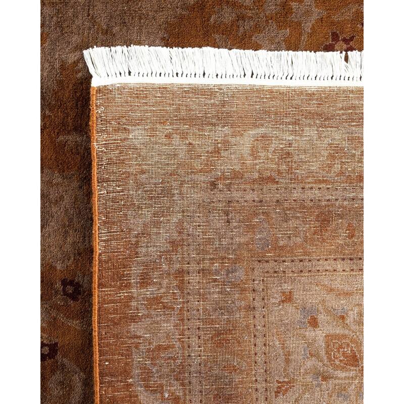 Overton Hand Knotted Wool Vintage Inspired Modern Contemporary Overdyed Brown Area Rug - 10' 2" x 14' 5"