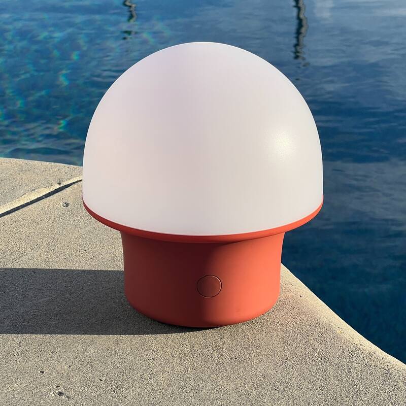 Portobello 6.6 in Sleek Matte Red Modern Portable Indoor/Outdoor Integrated LED Bedside Table Lamp with Built-In Dimmer