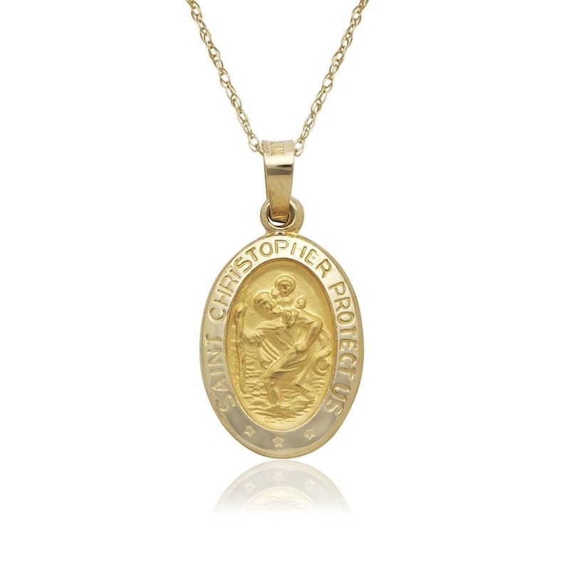 14k Yellow Gold Oval St. Christopher Medal 16-inch Gold-filled Chain Necklace