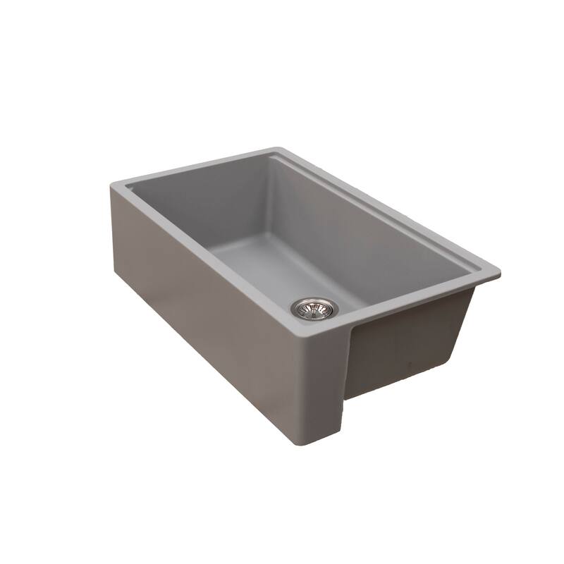 Titan Farmhouse Granite Single Bowl Kitchen Sink with Cutting-Board & Strainer