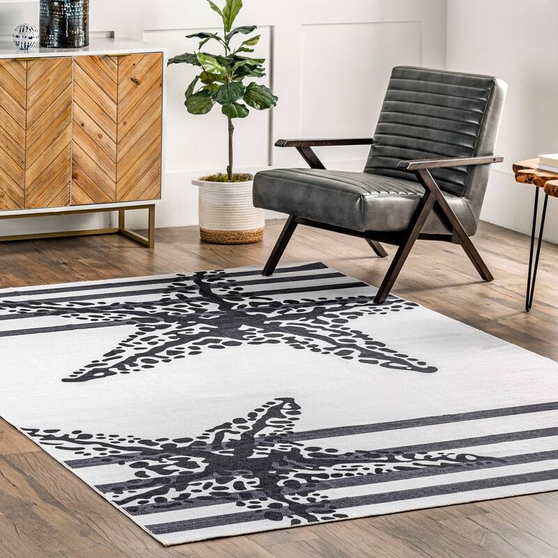 Nuloom Starfish SpinClean Machine Washable Area Rug - 5' x 8' - Grey - Rectangle