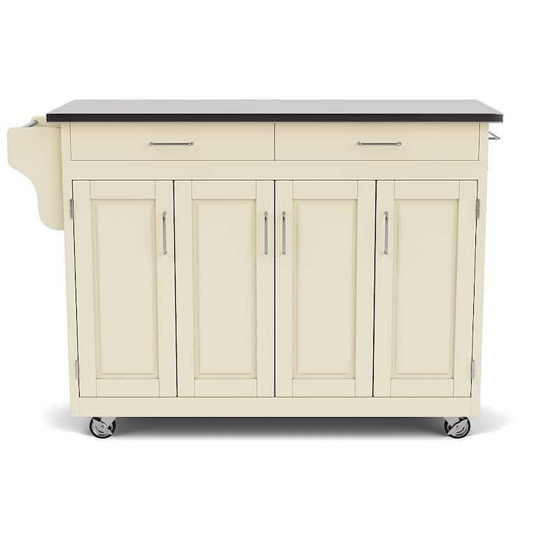 Copper Grove Puff Island White Finish with Stainless Steel Top Kitchen Cart