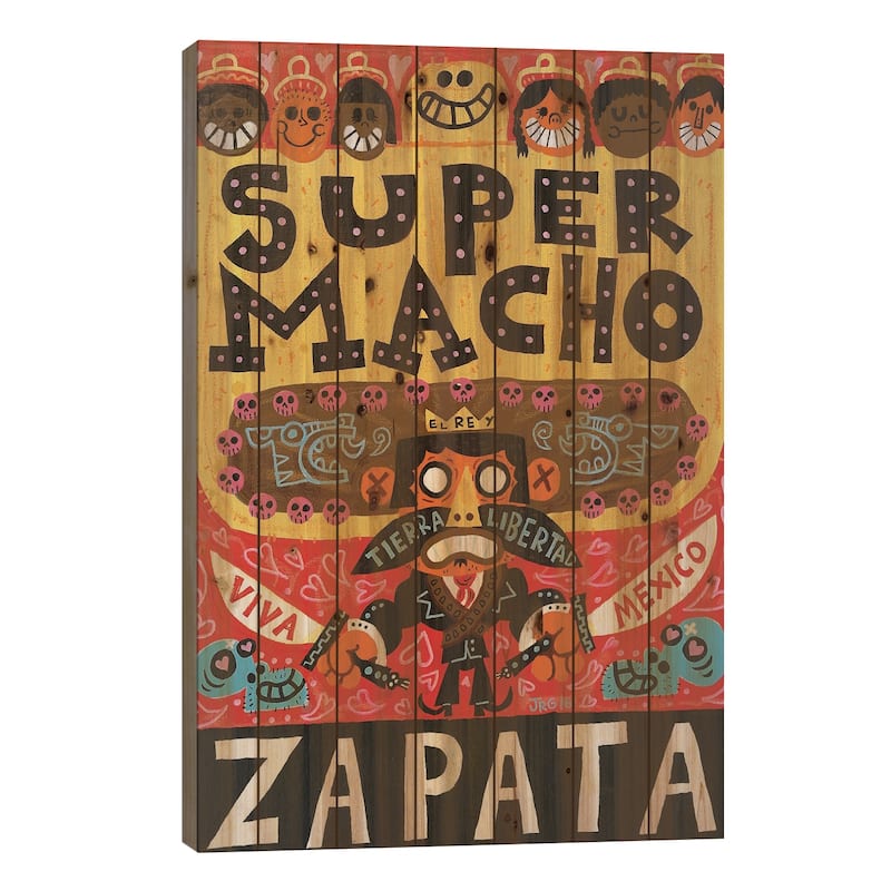 El Mexicano Print On Wood by Jorge R. Gutierrez - Multi-Color - 26x18x1.5