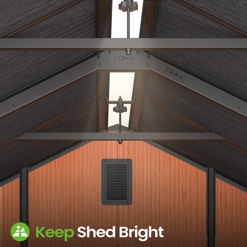 VredHom 8X8/8X10/8X12 FT All-Weather Outdoor Resin Storage Shed with Windows Floor for Patio Furniture and Tools