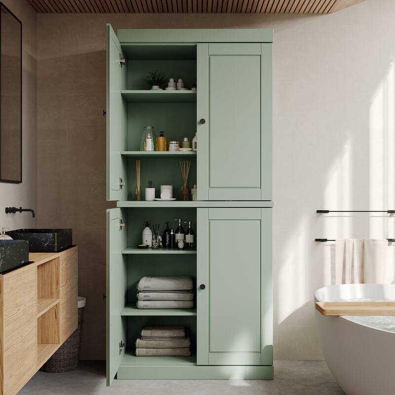 100% Solid Wood 32" Bathroom Cabinet with Optional Doors by Palace Imports - Sage - 4 Doors Solid