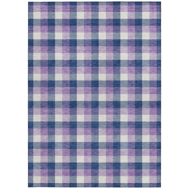 HomeRoots Plaid Transitional Rectangle Outdoor Rug