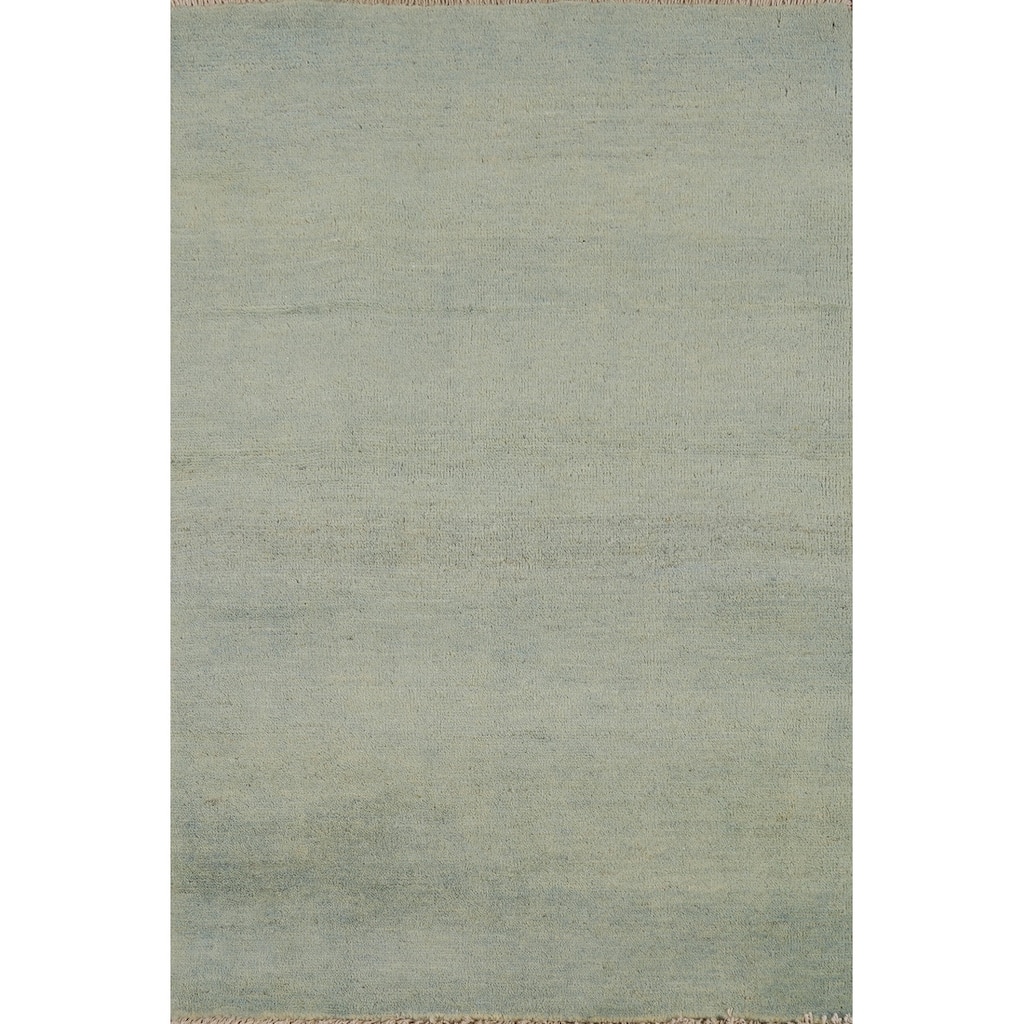 Gabbeh Modern Foyer Rug Hand-Knotted Solid Wool Carpet - 2'8"x 4'1"