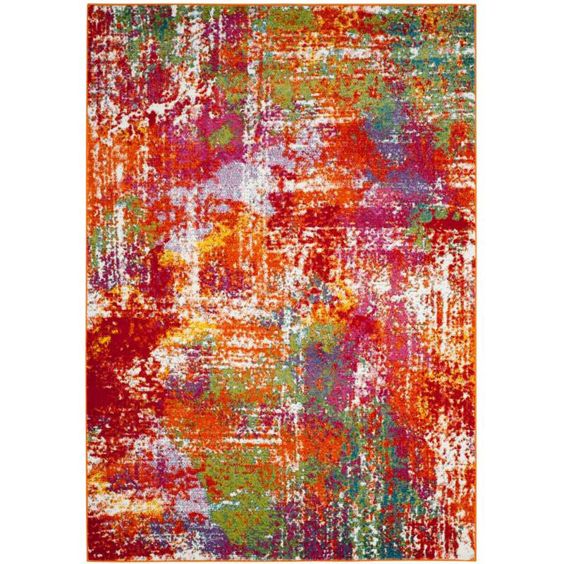 SAFAVIEH Watercolor Tillie Modern Abstract Rug - 6'7" x 9' - Orange/Green